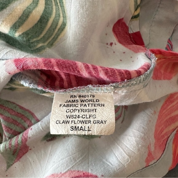 JAMS WORLD Vintage Floral CLAW FLOWER GRAY Tropical Button Up Short Sleeve Shirt - Picture 10 of 12